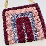 Handmade Woven Rainbow Clutch Bag with Gold Chain Handle Pink Photo 1