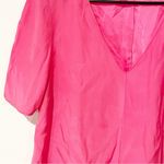 Amanda Uprichard Size Small Pink 100% Silk V Neck Short Sleeve Blouse Top Photo 1