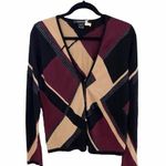 Ellen Tracy ā Sequin Trimmed Silk Print Cardigan Sweater ā Mahogany Sand ā Med Photo 0