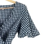 Loft  Women XS Wrap Top 100% Cotton Black White Gingham Cottagecore Preppy French Photo 3