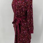 Talbots Shirt Dress Button Front Bodice Floral Print Maroon Womens Medium Petite Photo 5
