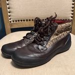 Coach  “Dianne” Brown and Black Monogram Lace-Up Boots, Size 8M Photo 1