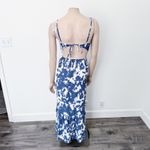 Abercrombie & Fitch [] Blue Crinkle Cutout High Neck Maxi Dress Pockets Size XLP Photo 2