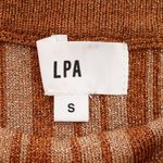 LPA Revolve Vance Midi Knit Skirt Metallic Stripe Bronze Gold Pearl Size S Photo 4