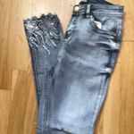 Womens HR Lightwash Embellished Embroidered Raw Edge Skinny Jeans sz 6 Blue Photo 8