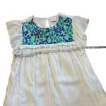 James Ascher White with Turquoise Cerulean Blue Flutter Sleeve Embroidered o Photo 8