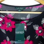 Ralph Lauren Lauren Woman Floral Print Black Pink Short Sleeve Top Size 1X Photo 3