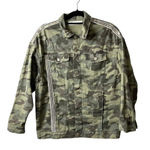 ZARA denim camouflage embroidered sequin button up jacket women’s size small Photo 0