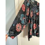 ASTR the Label Babydoll Blouse Medium Black Floral Blouson Sleeve Boho Office Photo 2