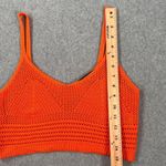 Almost Famous Crochet Knit Cropped Tank Top Size Large Orange Open V-Neck Photo 1