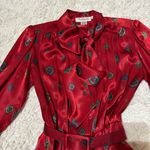 Talbots VINTAGE  Belted Scarf Dress Red Long Sleeves Bohemian Paisley sz 4 Petite Photo 3