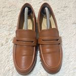 Just Fab Women’s Hans Brown Loafers Low Heel Faux Leather size 7 Penny Loafer Photo 1