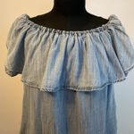 3. Sneak Peek Light Wash Off the Shoulder Chambray Dress Size Large Blue Photo 2