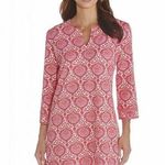 Coolibar Oceanside Tunic Dress 3/4 Sleeve Mini Length Pullover UPF Pink Small S Photo 0