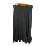 Quince  100% Organic Cotton Gauze Smocked Maxi Skirt Black XL Boho Festival Photo 3