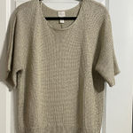 Chico's  Gold Metallic Short Sleeve Knit Top Sweater Size 3 (XL/16 US) NWT Photo 0