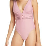 Chelsea28 Belted Textured One-Piece Swimsuit Pink Women’s Small Photo 0