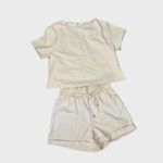 Zenana Outfitters vegan leather paper bag waist short set. Off white. Medium. NWOT Photo 1