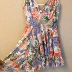 Floral Vintage Mesh Keyhole Ruffle Sleeve Strap 3D Flowers Babydoll Dress Size S Photo 2