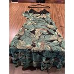 Luxxel  GREEN and black leaf TROPICAL slip WRAP DRESS size L Photo 6