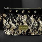 Betsey Johnson  Gold & Black Lace Stud Clutch Wristlet W/ mixed metal Har… Photo 2