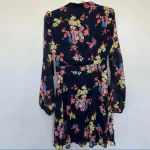 LULUS In The Flowers Navy Blue Floral Print Long Sleeve Skater Dress Size S Black Photo 2