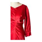 Isabel Marant Dress Women XS Red Satin Long Split Sleeve Fit And Flare Mini Photo 6
