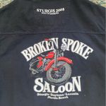 Vintage Y2K Broken Spoke Saloon biker sleeveless tie up shirt, size large Black Photo 6