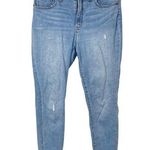 J. Crew Factory Woman's Sz 31High Rise Medium Wash Skinny Jeans Frayed Acid Wash Blue Photo 0