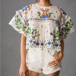 Farm Rio Summer Garden Blouse White & Multi-Colored Floral | M Photo 2