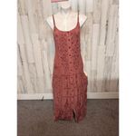 Spellbound NYC Boho Maxi Dress XL Brown Embroidered Button Front Rayon Pink Photo 3