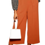 Topshop Culottes Wide Leg Cropped High Waist rust Brown Trousers US 10 Photo 0