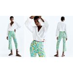 ZARA Floral Printed Linen Blend Mini Flare Trousers Photo 3