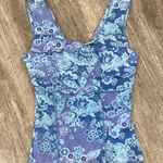Vintage Y2K sleeveless tank top retro floral paisley print blue purple small Photo 0