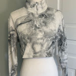 Kith  Gray Marble Women's Cropped 1/4 Zip Sweatshirt Size XS Photo 0
