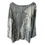 Sacred Threads  Patchwork Textured Top Gray Mixed Fabric Size 2X Photo 4