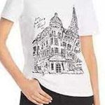 Karl Lagerfeld | L | Designer Embellished Studs T-shirt Top Eiffel Tower France Photo 0