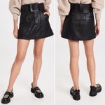 NWT Sea New York Ayden Lamb Leather Mini Skirt with wide belt in Size 0 Black Photo 1