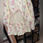 Eyelet floral ditsy mini dress strapless corset bandeau tiered ruffle butter Yellow Photo 10