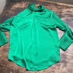 ZARA  green silky long sleeve pearl button button down top size medium Photo 6