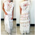 NWT Aratta Silent Journey White Embroidered Flower Chiffon Maxi Dress XS A Photo 1