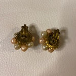 Vintage White & Pink Faux Pearl Clip On Women's Earrings Photo 2