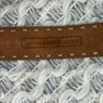 Fossil  Tan Leather Belt with Red Enamel Floral and Silver Accents with Stitching Photo 3