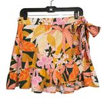 Aerie Floral Linen Blend Wrap Mini Skirt Multi Color, Sz M Photo 4