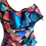 New! Profile by Gottex Color Rush Black Ruffle One Shoulder One Piece Size 12 Photo 4