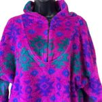 Vintage 90s Tribal Fuchsia Fleece Hoodie Pullover Sweater Purple Size L Photo 2