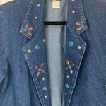 VINTAGE 80s Western Crackle Stone Embellished Denim Blazer Jacket Size 10 Blue Photo 10