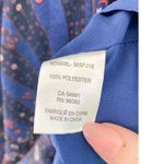 Women's Navy Blue Floral Notched Neck Pleated Longsleeve Mini Shift Dress size 6 Photo 6