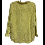 C&C California  Blouse Shirt 100% Linen Size Large Yellow Roll Tab Sleeve NWT Photo 3