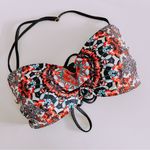 Red Carter Colorful Abstract Mandela Bikini Top Beach Swim. Size Large Photo 0